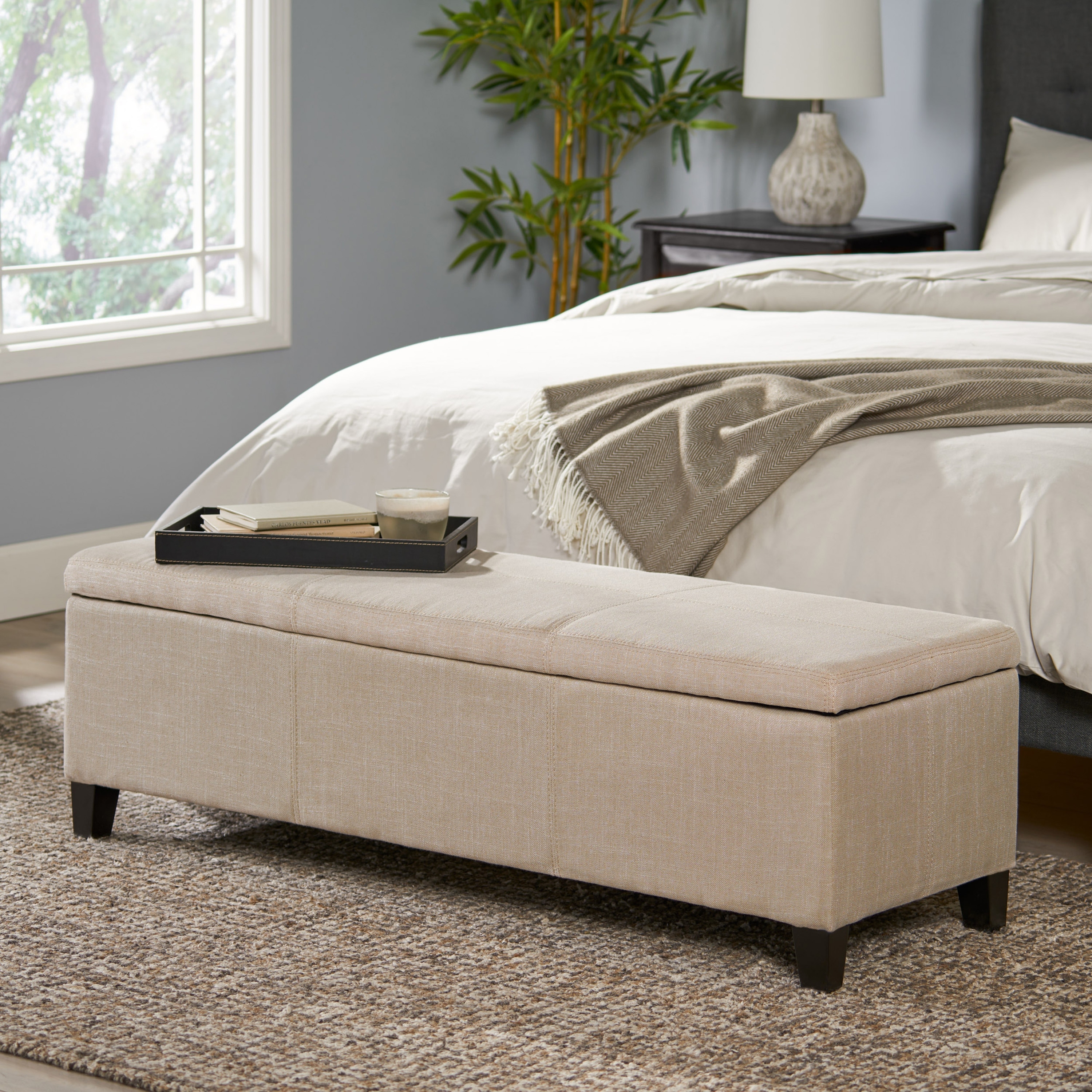 Lucinda Contemporary Upholstered Storage Ottoman Bench by Christopher Knight Home
