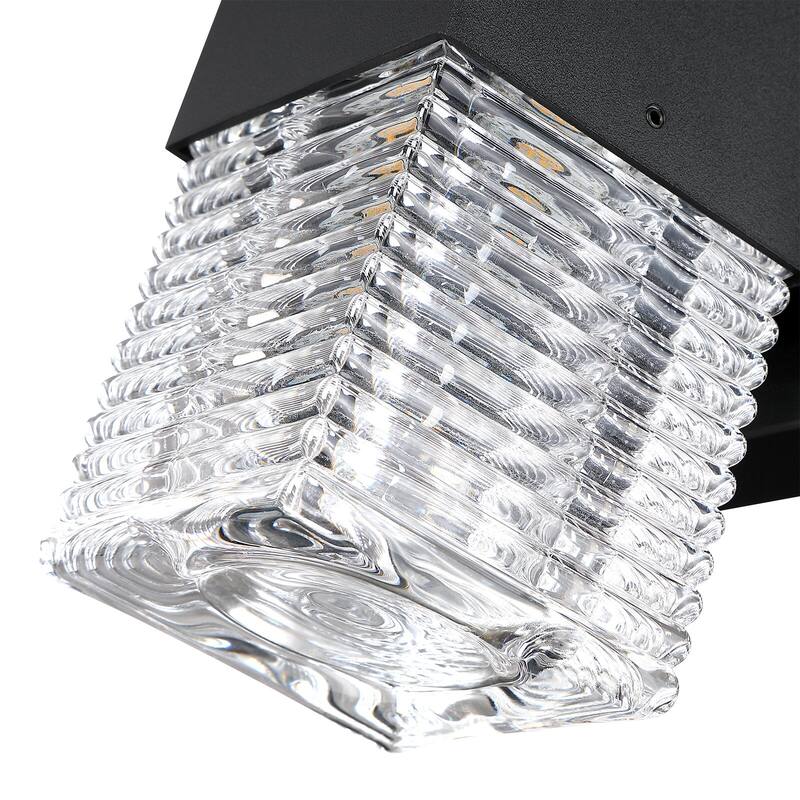 Black Dusk to Dawn LED Outdoor Wall Sconce Light Set of 2 - 7.3 in. H