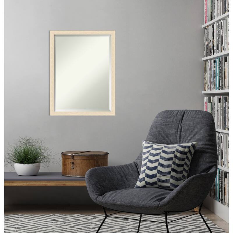 Woodgrain Stripe Beveled Wood Framed Wall Mirror