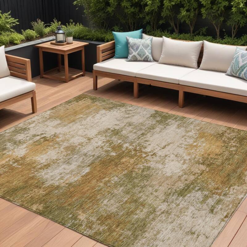 HomeRoots Abstract Transitional Rectangle Outdoor Rug - 10' X 14'