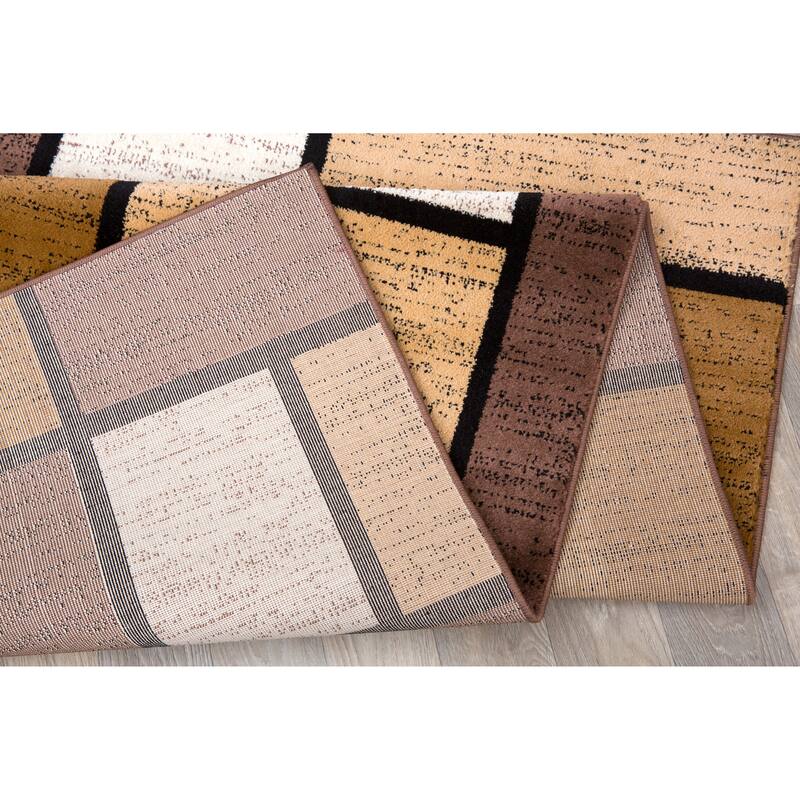 World Rug Gallery Contemporary Modern Boxed Color Block Area Rug