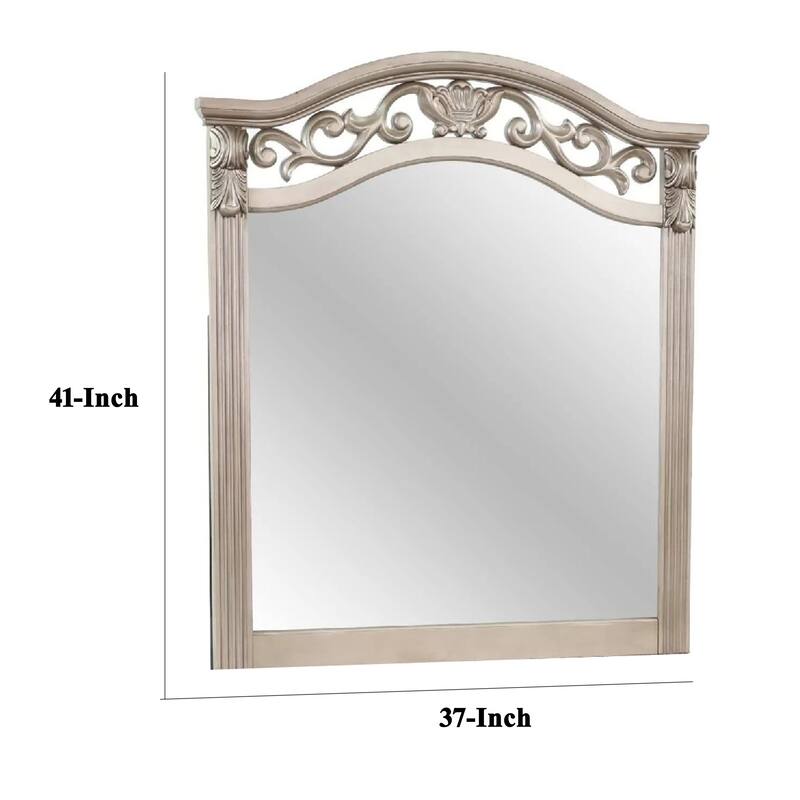 Dresser Mirror, Antique Silver Pine Wood, Molded Frame Detail, 37x41 - Antique Silver