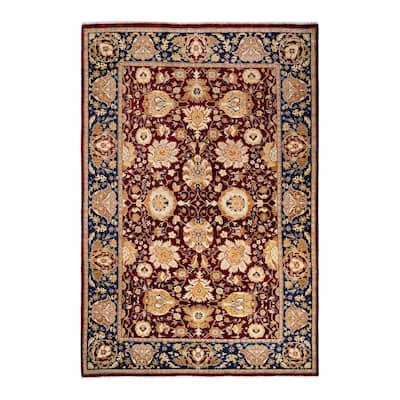 Overton Hand Knotted Wool Vintage Inspired Traditional Ottoman Red Area Rug - 6' 1" x 9' 2"