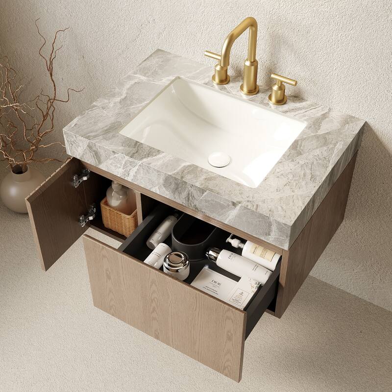 Floating Bathroom Vanity with 3 Pre-drilled Faucet Holes