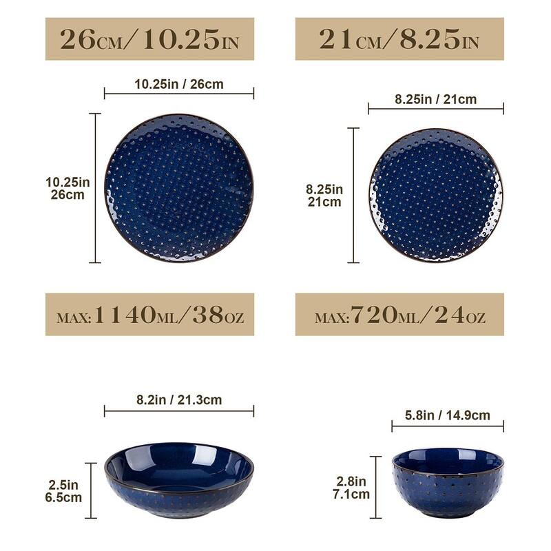 MALACASA LYDIA Embossed Stoneware 16-Piece Dinnerware Set