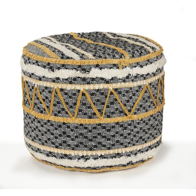 HomeRoots 18" Black 100% Cotton Ottoman