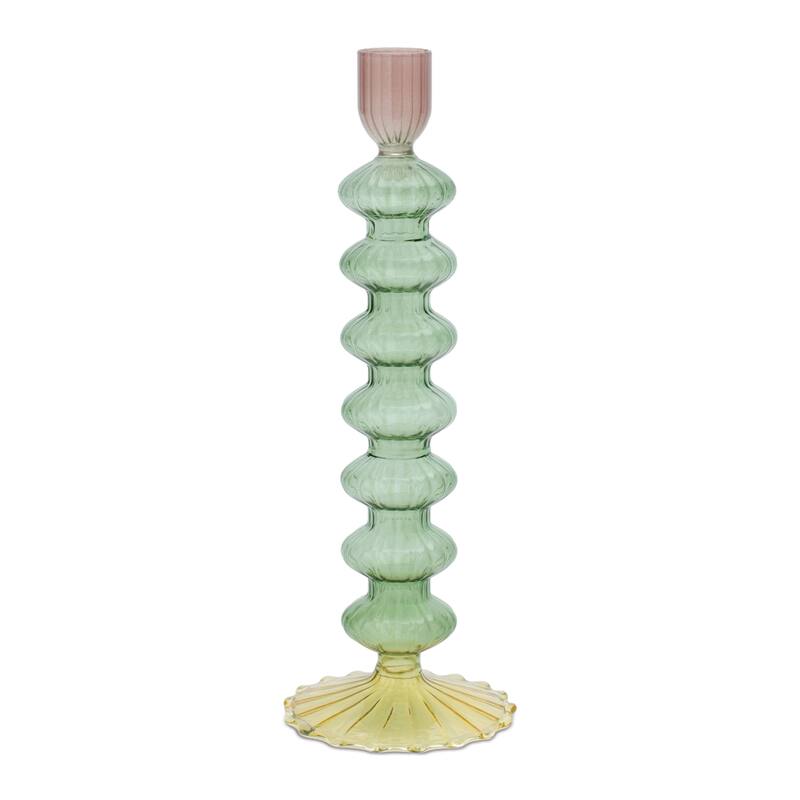 Multicolored Glass Taper Candle Holder (Set of 3)