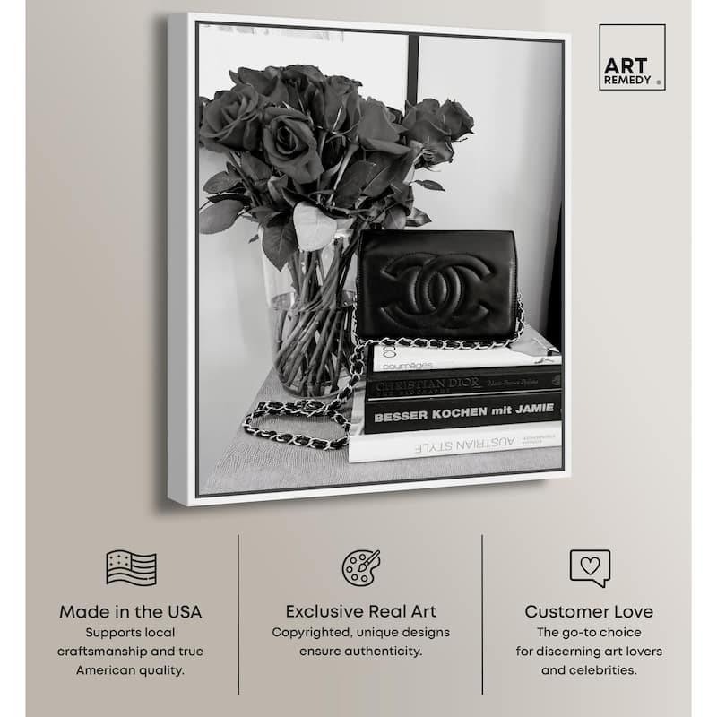 Classic Bag and Roses Canvas by Art Remedy