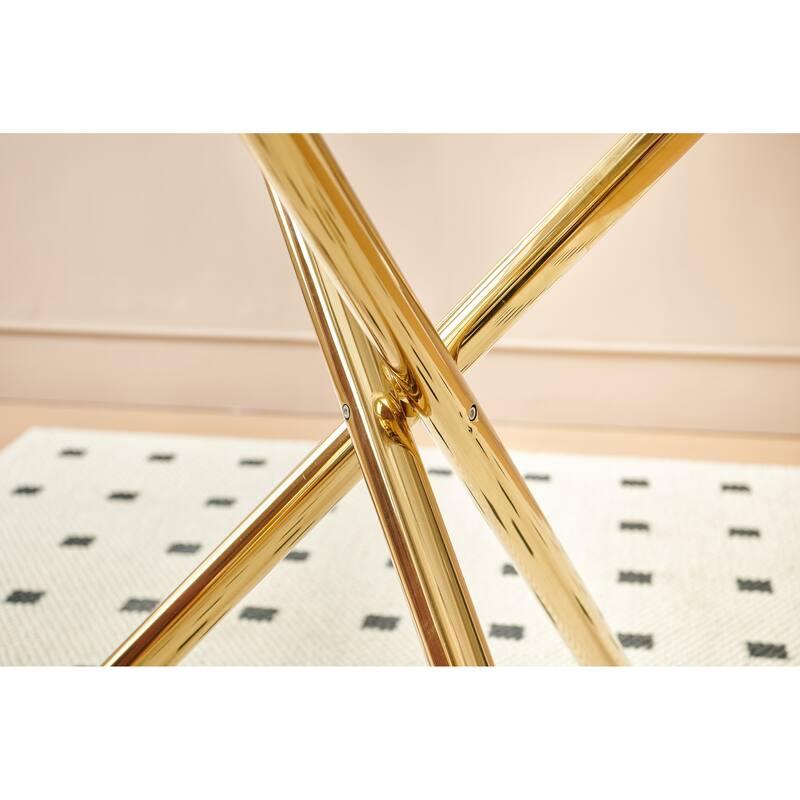 Round Dining Table with Metal leg and Tempered glass,Modern Space Saving Kitchen Table for Living Room