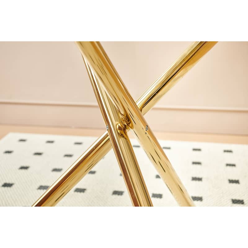 Round Glass Dining Table for 2-4 People, Kitchen Table with Glass Top & Metal Legs, Modern Compact Circle Side Desk