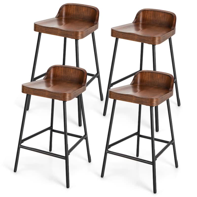 2/4PCS 24.5'' Low-Back Bar Stool Industrial Counter Height Chair Stool - Set of 4