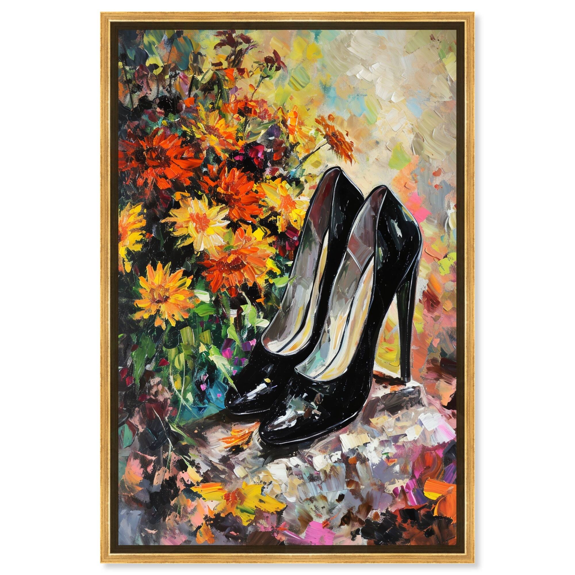 Flowers And Heels II Canvas Elegant Floral Wall Art by Art Remedy