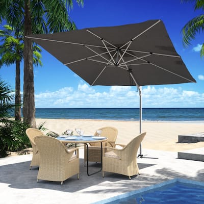 9FT 360 Degree Rotation Double Top Cantilever Patio Umbrella