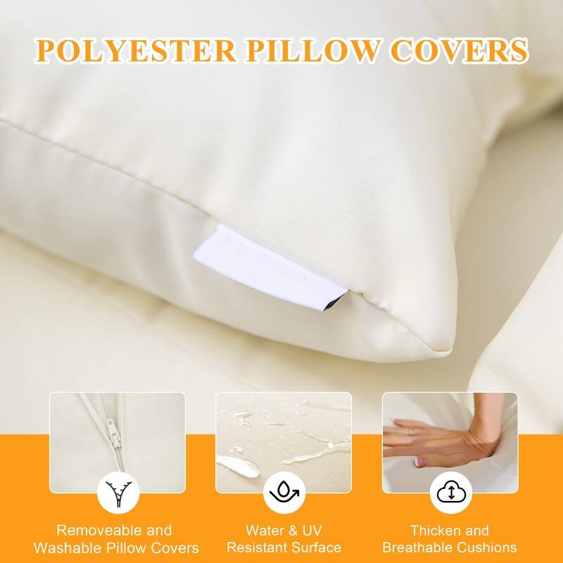 5-Piece Outdoor Boho Patio Furniture Set Wicker Sectional Conversation Set with Ottomans and Coffee Table