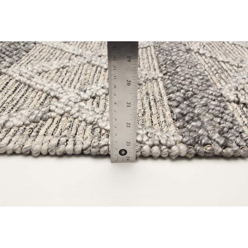 ECARPETGALLERY Braid weave Sienna Grey Wool Rug - 5'0 x 7'10