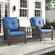 Option Brown Rattan - Blue Cushion