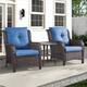 Option Brown Rattan - Blue Cushion