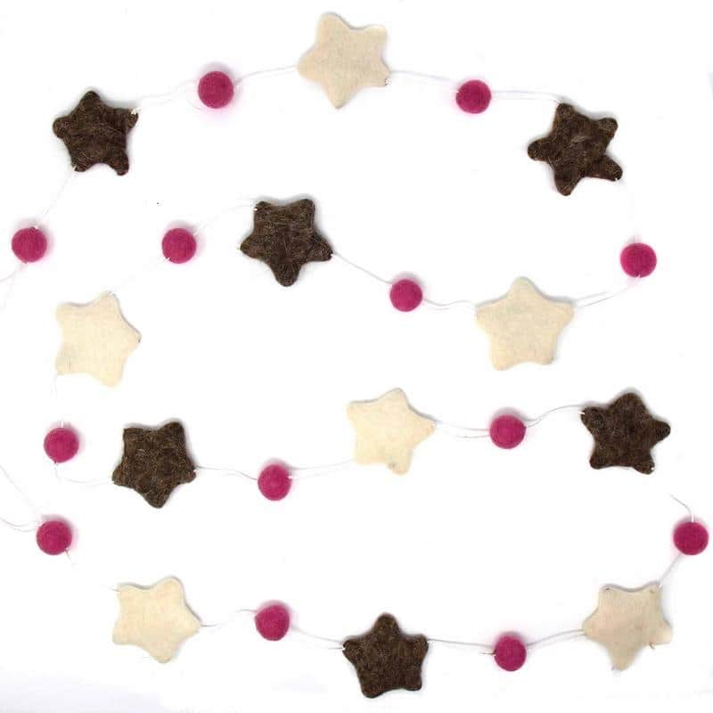Stars Garland Baby Nursery Room Decor, Grey/Pink