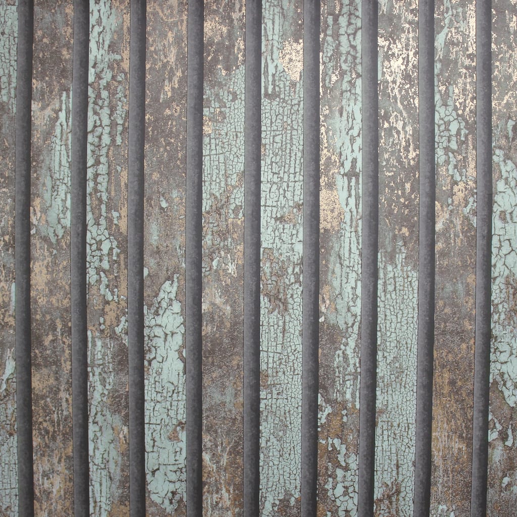 Fine Decor Oxidize Teal Vertical Slats Wallpaper