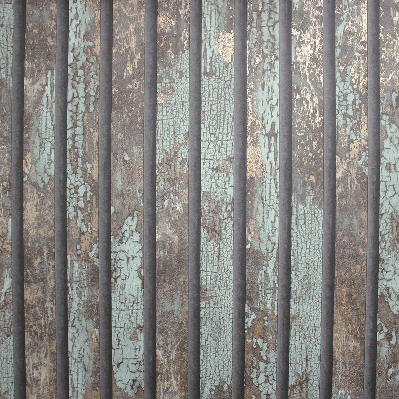 Fine Decor Oxidize Teal Vertical Slats Wallpaper