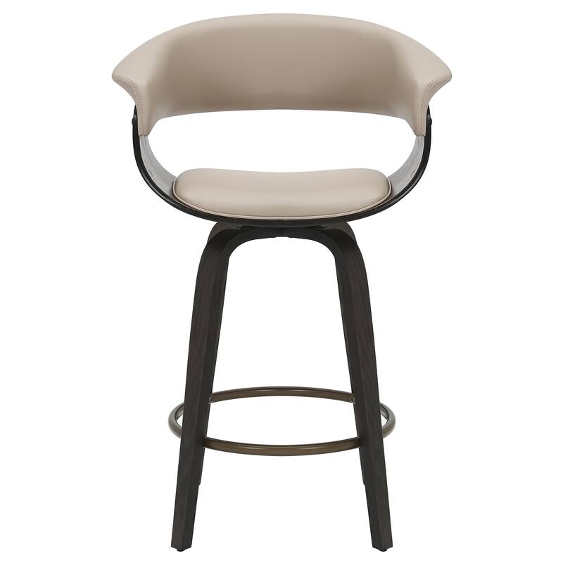 Mid-Century Modern Faux Leather & Bentwood 26" Counter Stool with Swivel, Set of 2