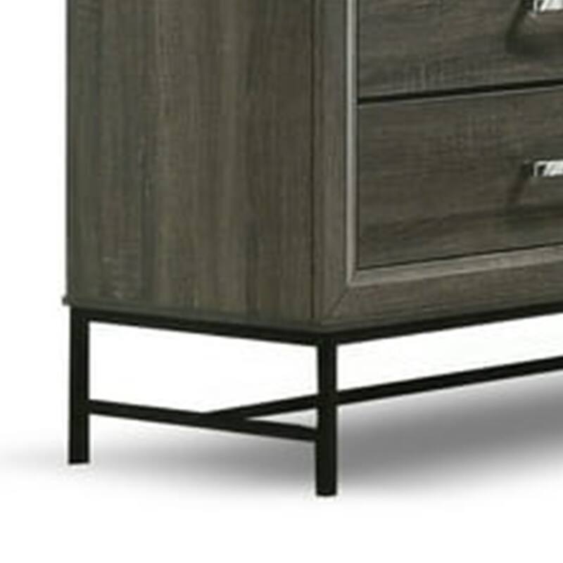 Lito Wide Dresser, 6 Drawers w 2 Jewelry Trays, Glam Silver, Gray