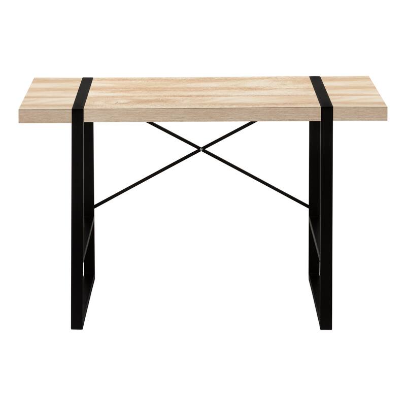 Computer Desk, Home Office, Laptop, 48"l, Work, Natural Laminate, Black Metal, Contemporary, Modern