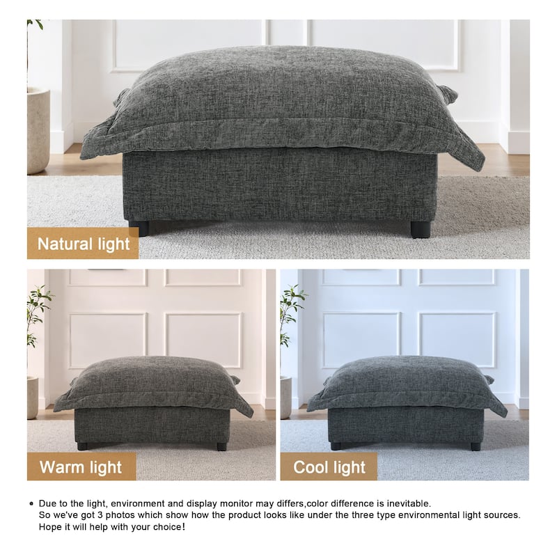 Modern Chenille Cloud Accent Ottoman