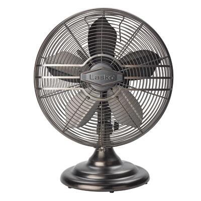 Lasko R12210 12" Classic Metal Table Fan With Oil Rubbed Bronze Finish