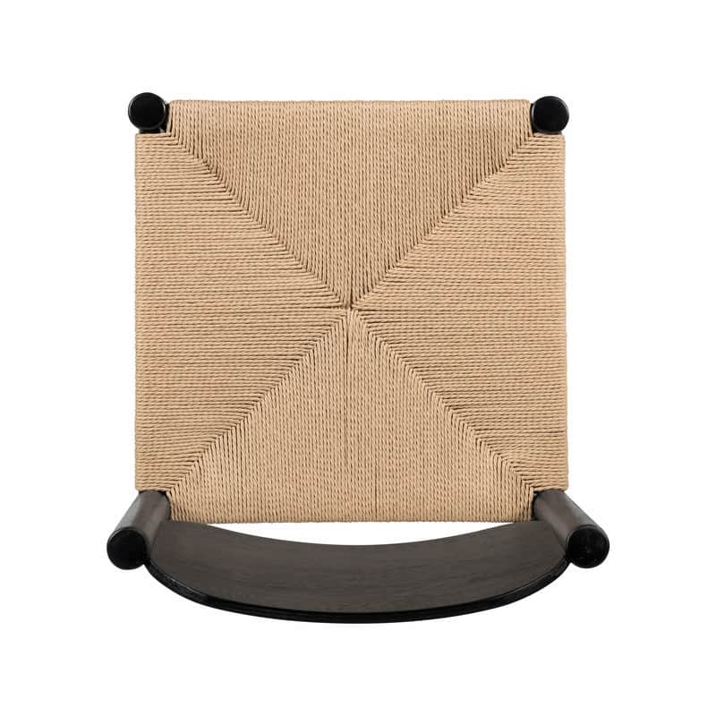 Wooden Armless Dining Chairs, Beige Paper Rope Weave Seat, Indoor Kitchen Chairs, Set of 2