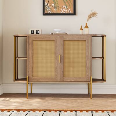 2-Door Curved Sideboard Buffet Cabinet Accent Cabinet