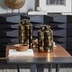 preview thumbnail 23 of 26, Ceramic Modern Abstract Decorative Jars (Set of 2) S/2 14", 12"H - Black-Gold