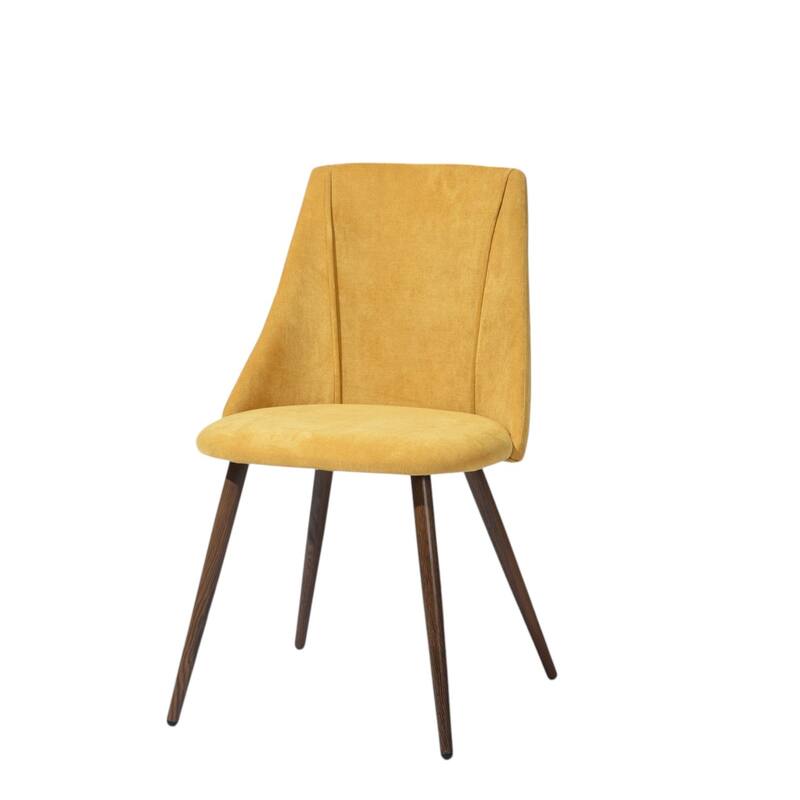 HomeRoots Set of Two Yellow and Brown Upholstered Fabric Dining Side Chairs - 19.70 in. x 32.70 in. x 20.50 in.