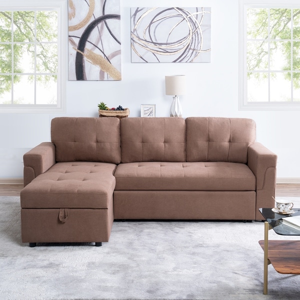 Perry Modern Reversible Sleeper Sectional Sofa with Storage