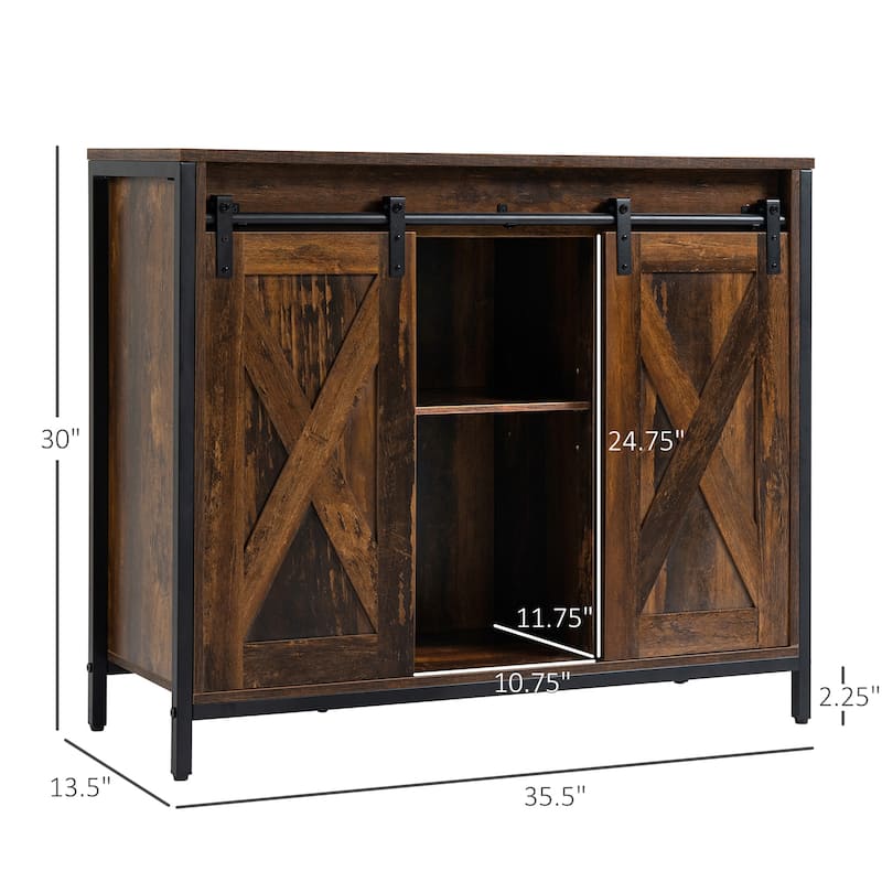 Industrial Sideboard Buffet Cabinet, Coffee Bar Cabinet, Kitchen Cabinet with Sliding Barn Doors