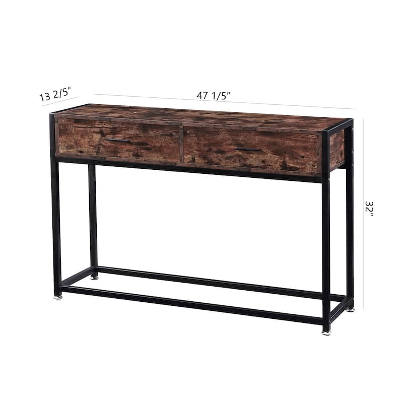 47.2'' Industrial Console Table with Storage Drawers and Shelf