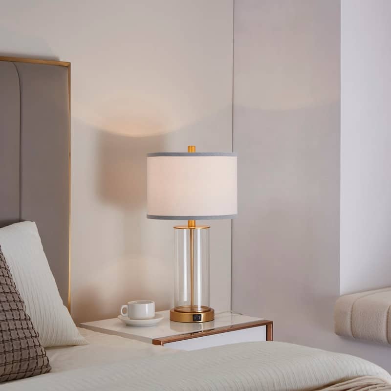 KAWOTI 23.25" Touch Control Table Lamp Set with USB Ports (Set of 2) - W12" * H23.25"
