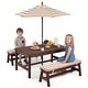 preview thumbnail 1 of 8, Gymax Kids Picnic Table Outdoor Wooden Table & Bench Set with Coffee