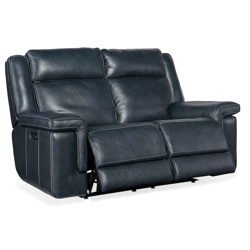 Hooker Furniture SS705-MONTEL-POWER-LOVESEAT Montel 66" Wide Leather - Cosmos Cobalt