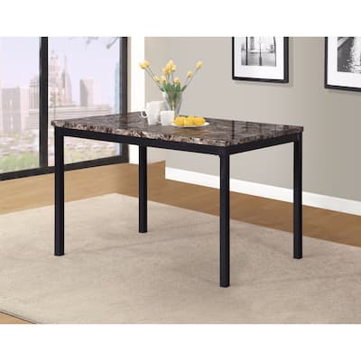 Roundhill Furniture Noyes Metal Dining Table with Laminated Faux Marble Top