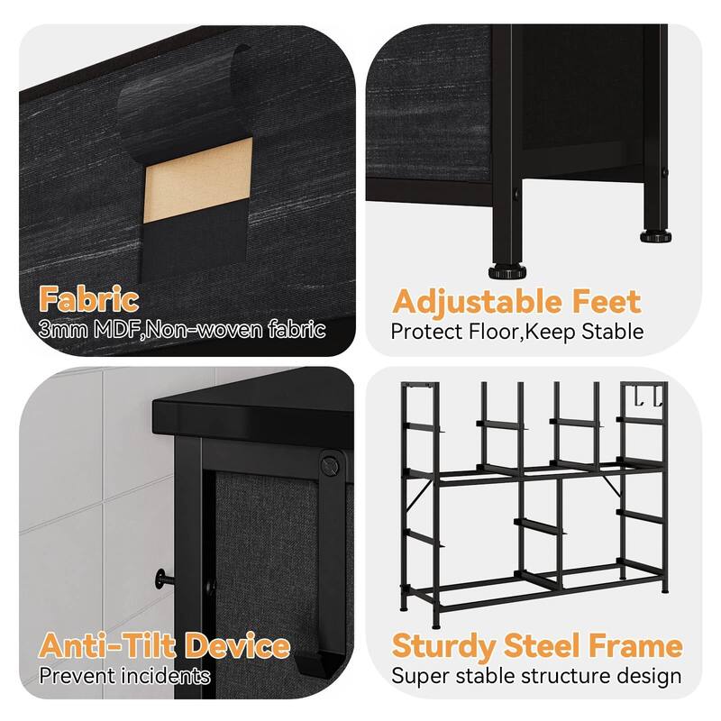 10 Drawer Dresser, Storage Organizer Unit with Fabric