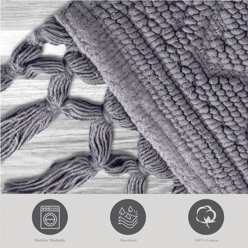 Jean Pierre Ricardo Cotton Fringe 2-Piece Bath Rug Set