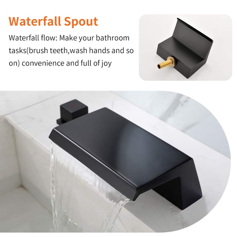 Deck Mount Tub Faucet With Hand Shower Brass Roman Bathtub Faucet Modern Waterfall Tub Filler With Handheld Showe