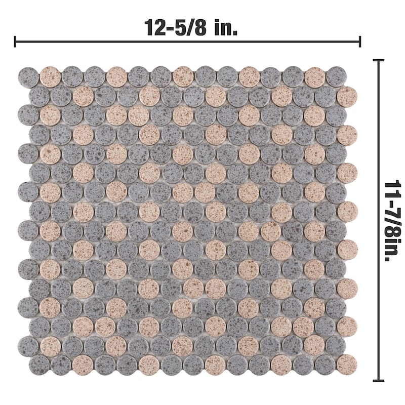 Merola Tile Hudson Penny Round Cookies/Cream 11-7/8" x 12-5/8" Porcelain Floor and Wall Tile