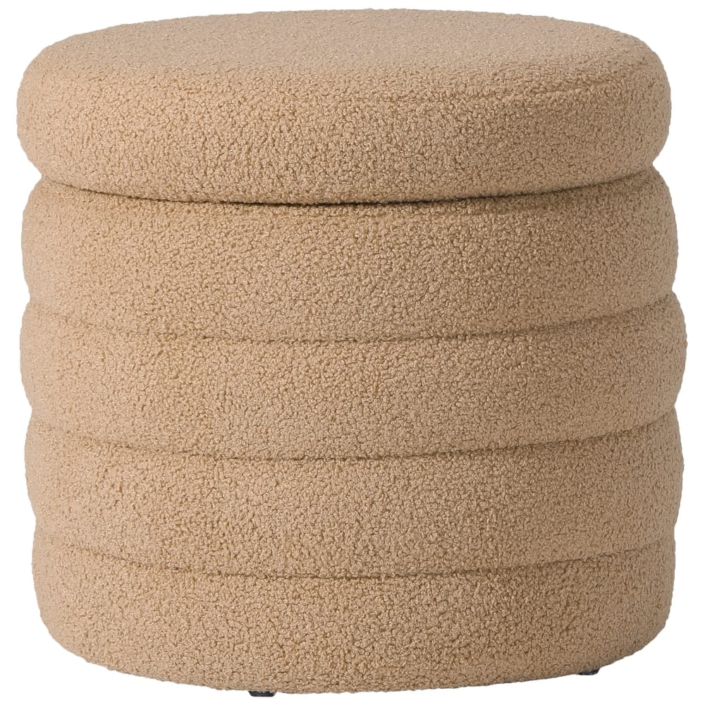 Bayville 16" Tall Sherpa Round Ottoman With Storage