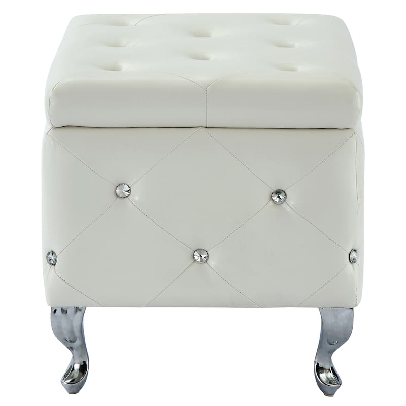 Monique-Velvet Storage Bench with Crystals