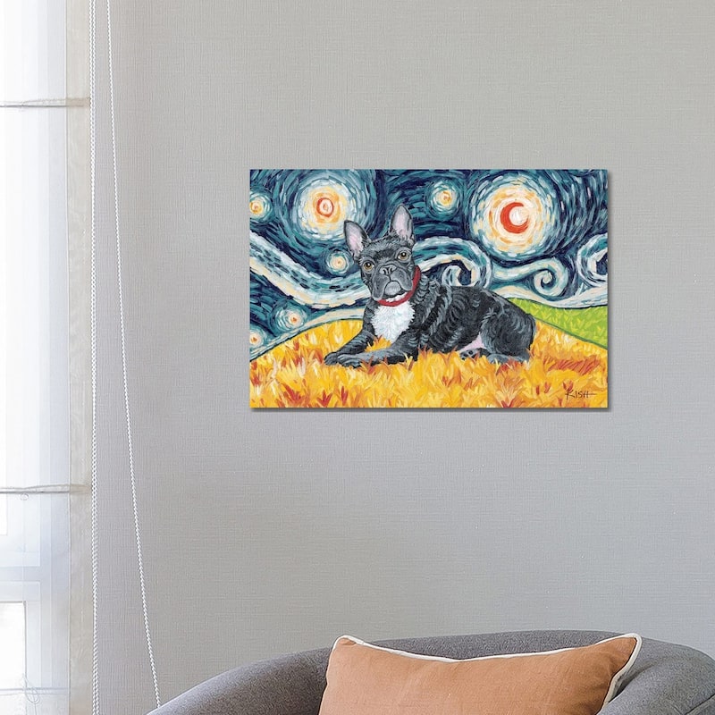 iCanvas "French Bulldog On A Starry Night" by Gretchen Kish Serrano Canvas Print - 18x26x1.5