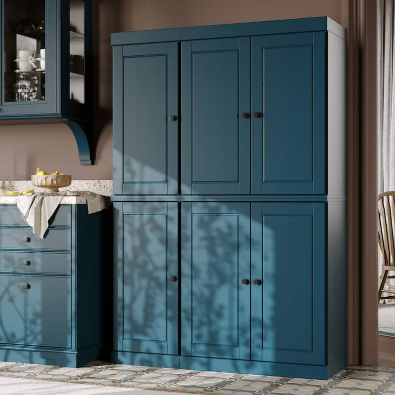 Palace Imports 100% Solid Wood China Pantry with Glass or Solid Wood Doors and 2-Drawers - 48.5" x 71.5"