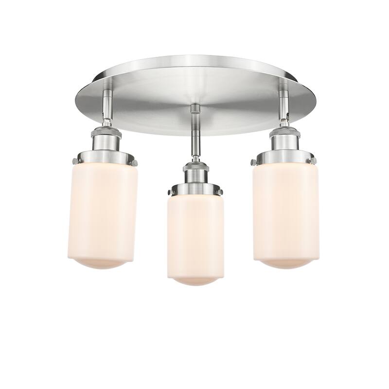 Innovations Lighting Dover - 3 Light 16" Flush Mount - Satin Nickel/Matte White