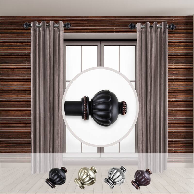 Side Curtain Rods - 12-20 Inch Set of 2 - Finial Home Decor Accents - 20
